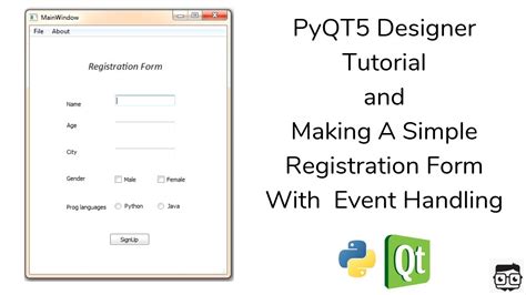 Pyqt5 Designer Tutorial Of A Registration Form With Event Handling