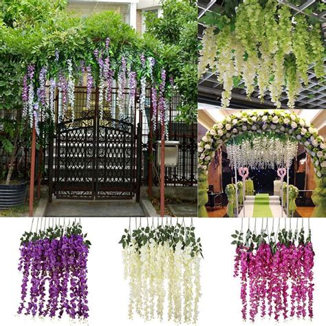 12pcs Artificial Silk Wisteria Flower Garland Vine Hanging Wedding