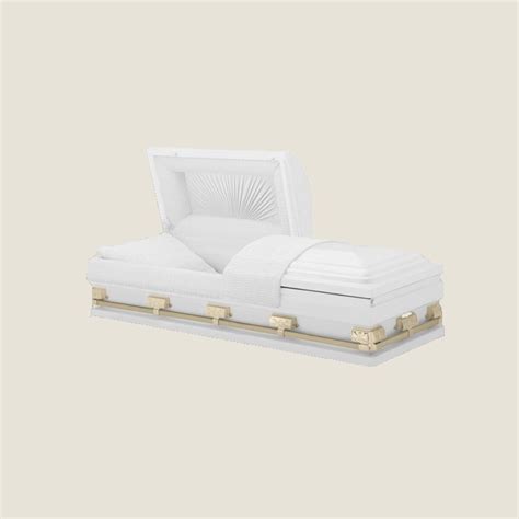 20 Gauge Non Gasketed Half Couch White Crepe Gold Casket A Monument