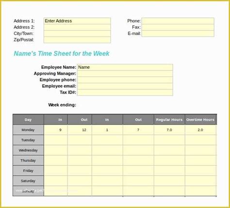 Timesheet For Contractors Template Free Excel Of 17 Timesheet 29524