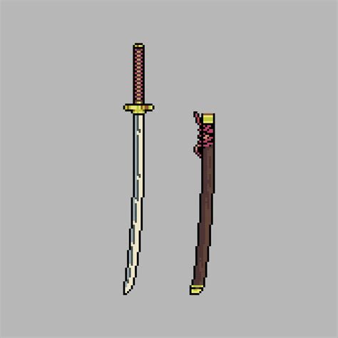 Fully Edited Pixel Art Colored Katana Sword Weapon 7816863 Vector Art