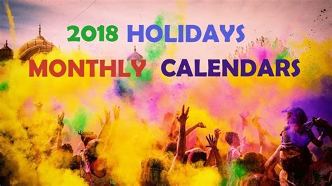 2018 Calendar With Holidays Public Holiday Observances Festivals
