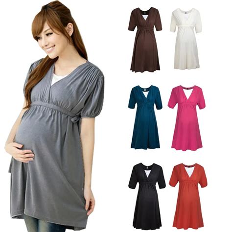 Maternity Dresses Clothes For Pregnant Women Casual V Neck Short Sleeve Knee Length Pregnancy