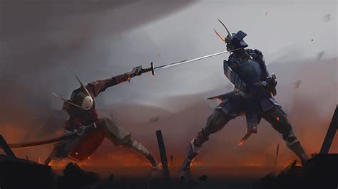 Fantasy Samurai Armor Fight Katana Sword Warrior Hd Wallpaper Hd Wallpapers