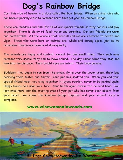 Rainbow Bridge Prayer For Loss Of Pet Dog Rainbow Bridge