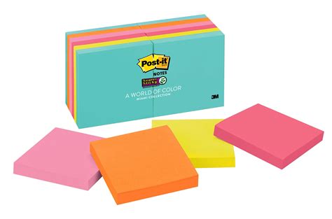 Post It Super Sticky Notes 3 X 3 Miami Collection 12 Pads