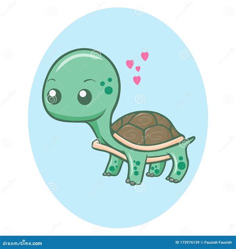 Cute Kawaii Turtle Cartoon Illustration 172976139