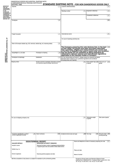 Dangerous Goods Note Template 2020 2022 Fill And Sign Vrogue Co