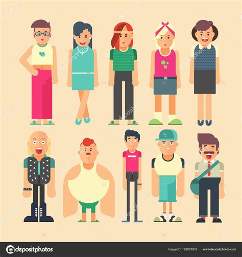 Vector Group Different Types People Including Man Women Standing White
