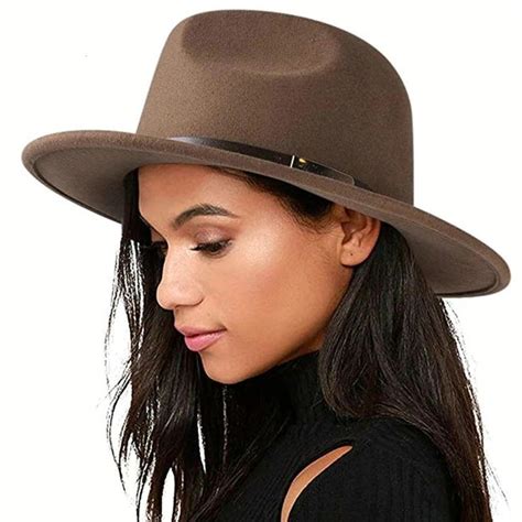 Womens Wide Brim Felt Hat In 2020 Wide Brim Felt Hat Wide Brim Hat Fedora Hat Women