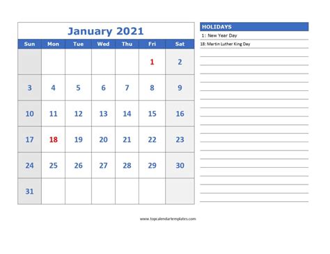 Free printable 2021 calendar in word format. Free January 2021 Calendar Printable (PDF, Word)