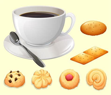 Cup Of Coffee And Cookies Vector Art At Vecteezy