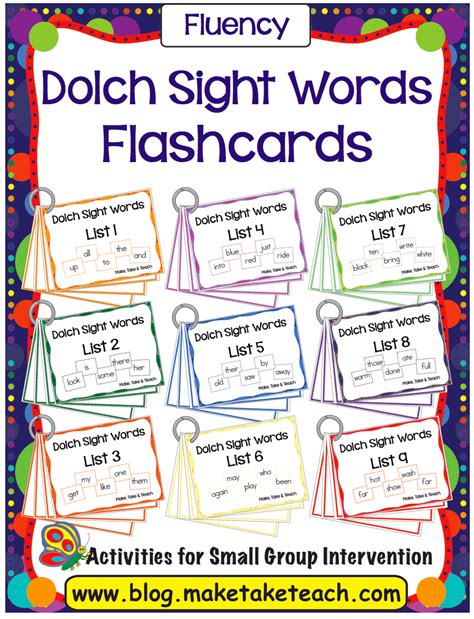 Dolch Sight Word Flashcards Make Take And Teach