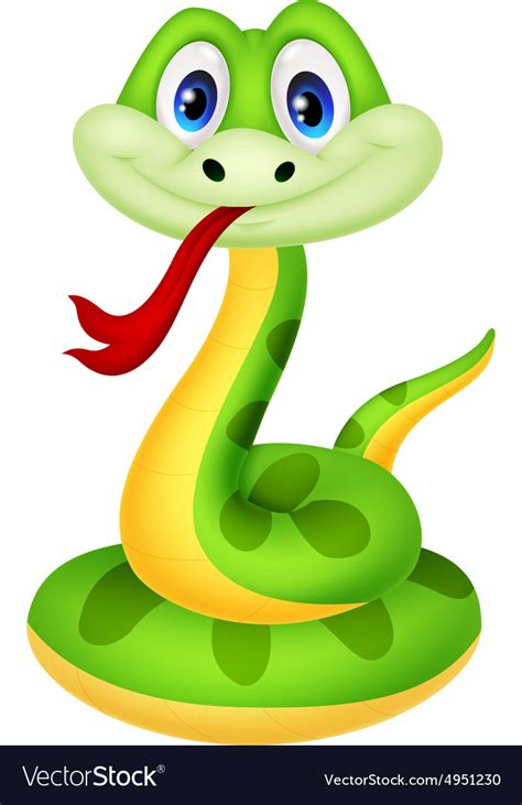 Cute Green Snake Cartoon Royalty Free Vector Image