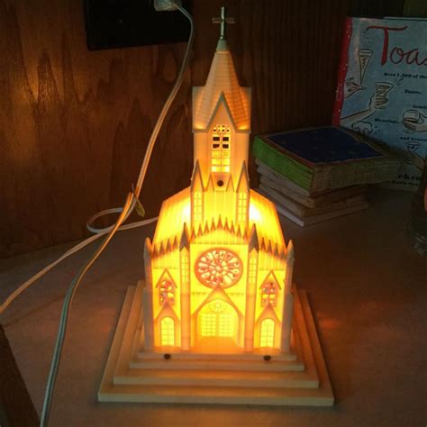 Vintage Plastic Church Plays Silent Night Raylite Electric Corp