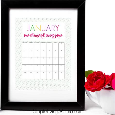 Dated Colorful Calendar Printable Simple Living Mama