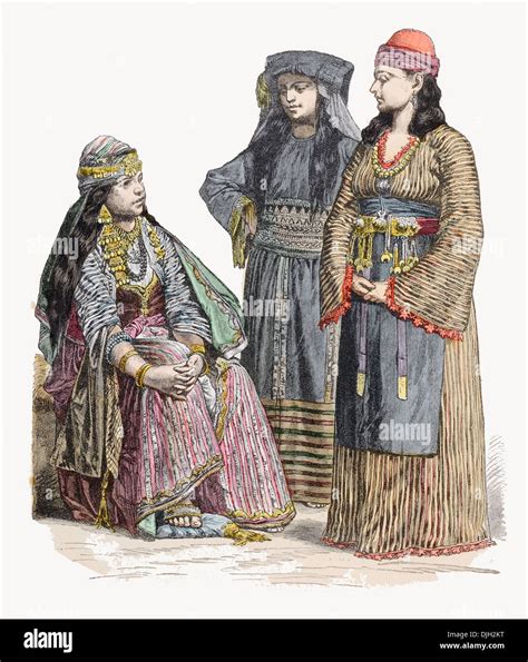 19th Century Xix Syria Left To Right Woman Of Damascus Muslim Lady