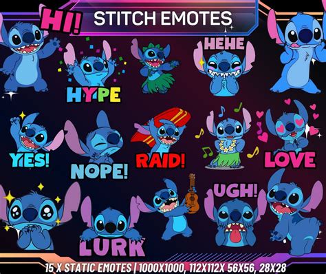 Twitch Emote Pack 15 Stitch Emotes Twitch Emotes Kick Etsy Norway