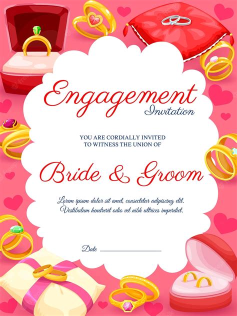 Premium Vector Engagement Invitation With Golden Rings Wedding And