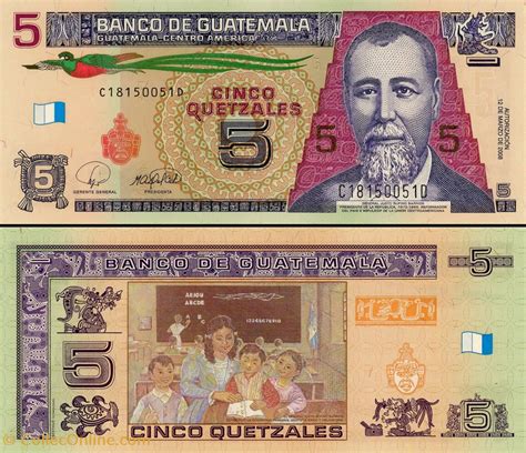 Guatemala Pick 116 5 Quetzales GuatÉmaltÈques Billetes América