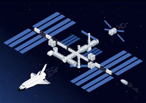 110 International Space Station Isolated Stock Illustrations Royalty
