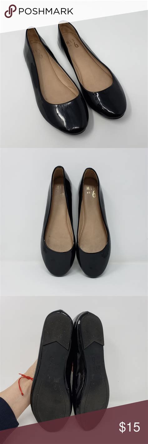💖mix No 6💖 Black And Shiny Faux Leather Flats Faux Leather Flats