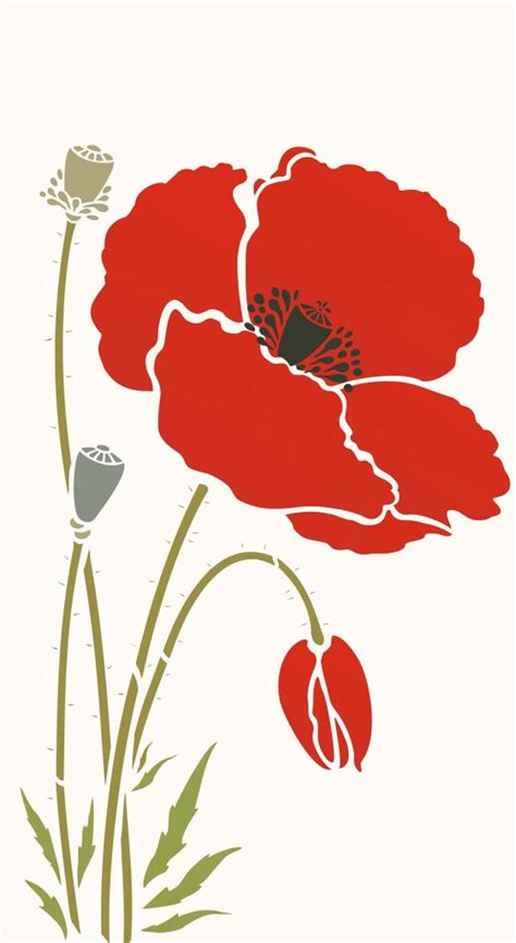Giant Poppy Flower Stencil 1 - Henny Donovan Motif