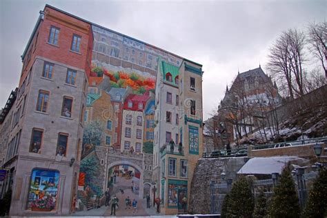 Incredible Quebec City Mural In The Vieux Quebec Editorial Image