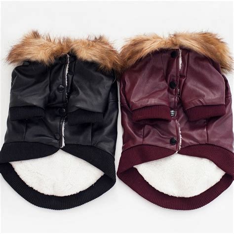Glorious Kek Dog Coat Fur Collar Pu Leather Best ⋆