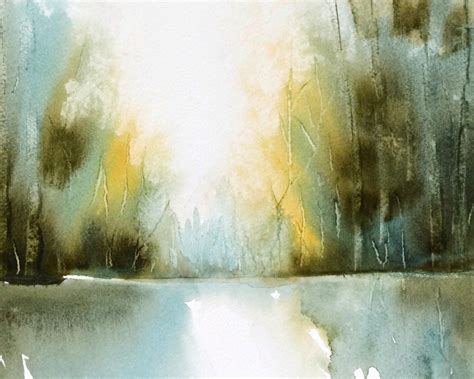 Watercolor Landscape Painting Abstract Wall By Nancyknightart