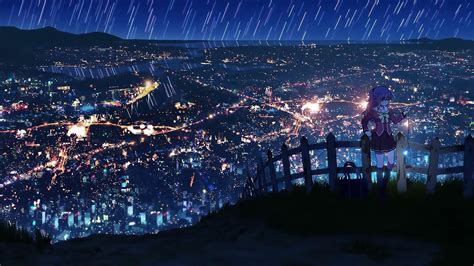 Wallpaper City Cityscape Night Anime Girls Skyline Horizon
