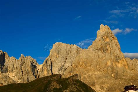 Dolomites Mountain Range In The Italian Alps In Summer At Sunset Stock