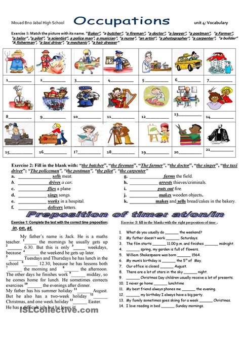 Jobs Worksheet Free Esl Printable Worksheets Made By Teachers