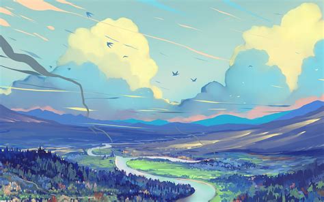 Download Wallpaper 1680x1050 Landscape Art Road Mountains Sky