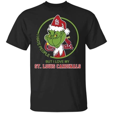 Grinch I Hate People But I Love My St Louis Cardinals T Shirt For Fans