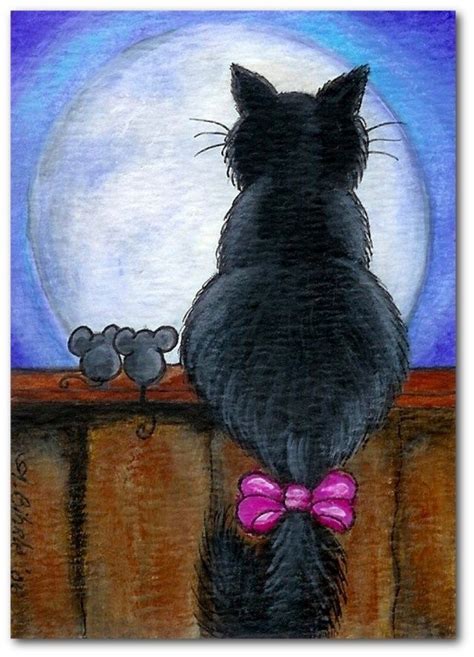 Threes Company Black Persian Cat Fence Mice Mouse Friends