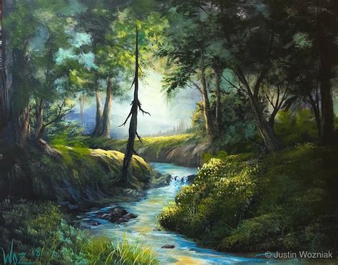 Forest River Painting By Justin Wozniak Pixels