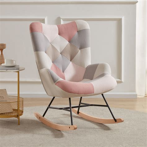 Belleze Paramount Accent Chair Colorful Patchwork Linen Tufted