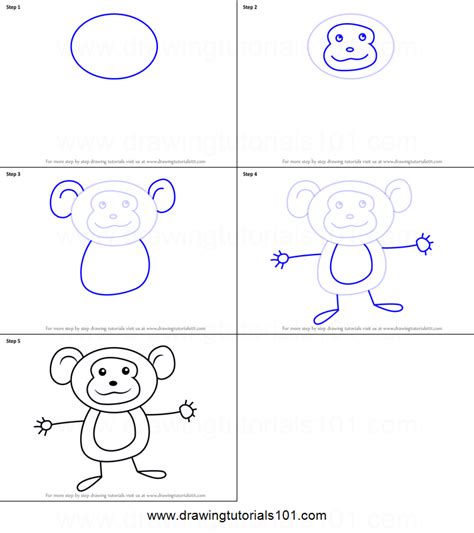 Below are 12 printable diagrams that give kids easy step by step instructions on how to draw a whole set of adorable ocean animals! How to Draw a Monkey for Kids printable step by step ...