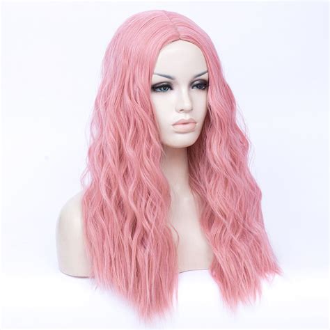 Light Pink Long Curly Fashion Wig Without Fringe Smart Wigs Adelaide