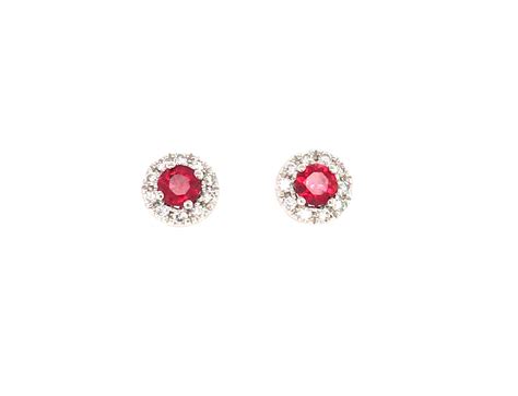 White Gold Ruby And Diamond Stud Earrings Simmons Fine Jewelry