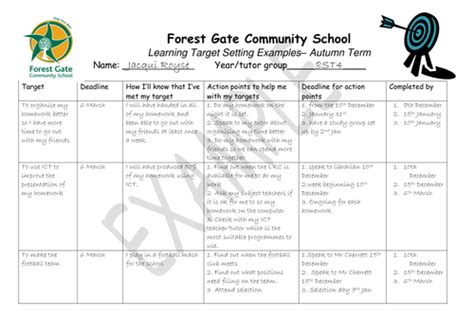 Student Log Target Setting Teaching Resources