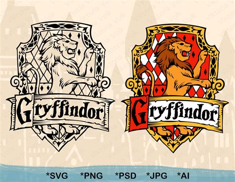 High Detail Gryffindor House Crest Emblem Gryffindor Svg Cut Etsy