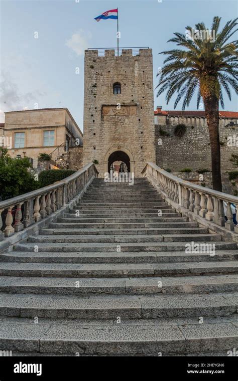 View Of Korcula Town Gate Croatia Stock Photo Alamy