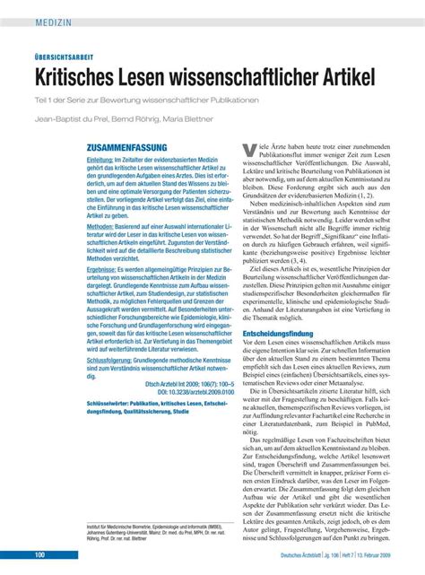 Die deutsche und die englische wissenschaftssprache unterscheiden sich in ausdrucksweise und sprachstil. Kritisches Lesen wissenschaftlicher Artikel