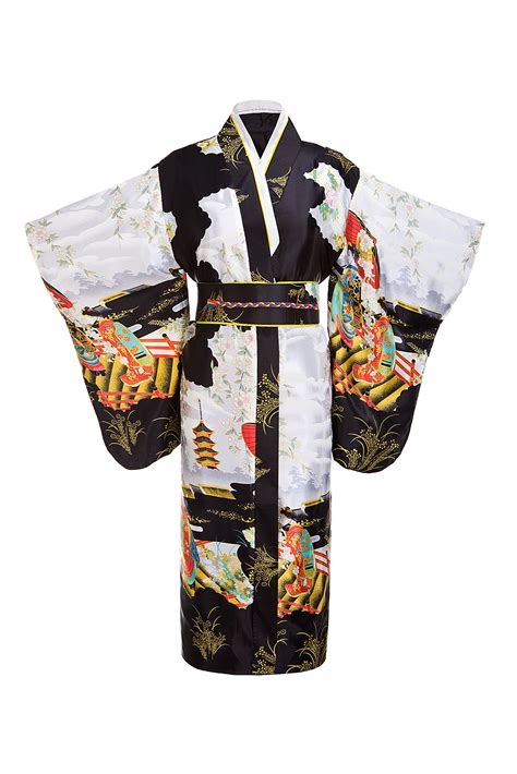 Joy Bridalc Yukata Womens Gorgeous Japanese Traditional Geisha Kimono Robe Black On Galleon