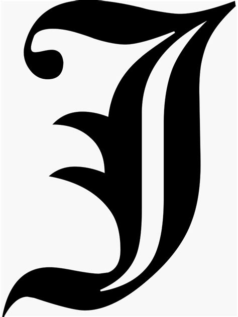 J Old English Initial Black Letter J Sticker For Sale By Typeglyphs