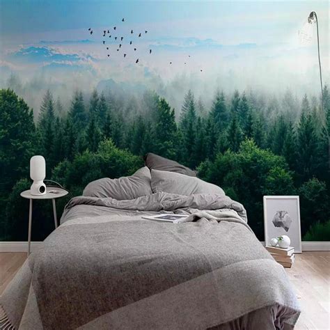 Custom Wallpaper Mural Nordic Mist Forest Remote Mountain Bvm Home