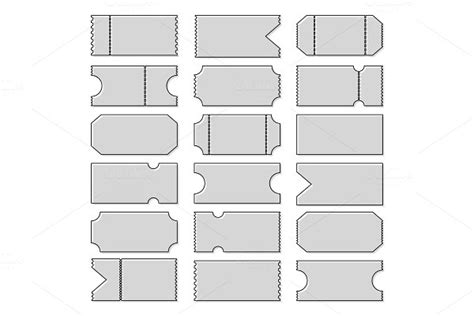 Blank Shapes Of Tickets Template Pre Designed Vector Graphics