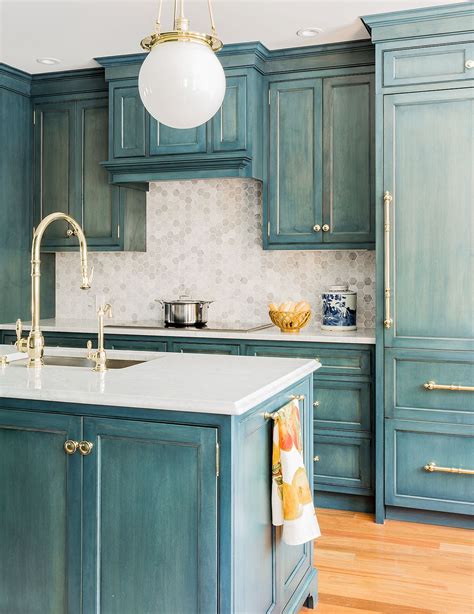 Get Inspired By This Gorgeous Brass And Blue Kitchen